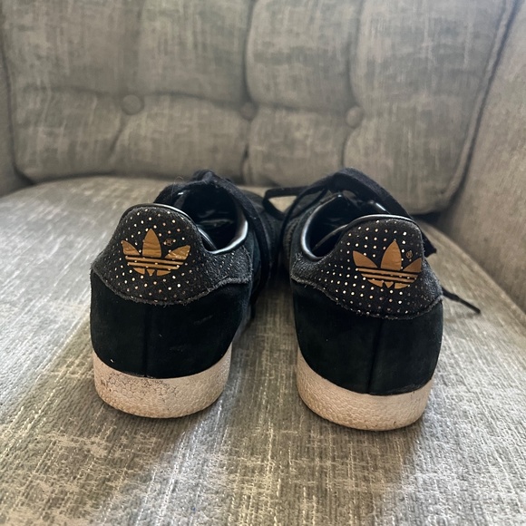 Adidas Gazelle Black Suede and Gold Gazelle Sneakers, Size 7 - Picture 3 of 7